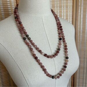 Vintage Rose and Charcoal Beaded Necklace glass beaded necklace earthy tones